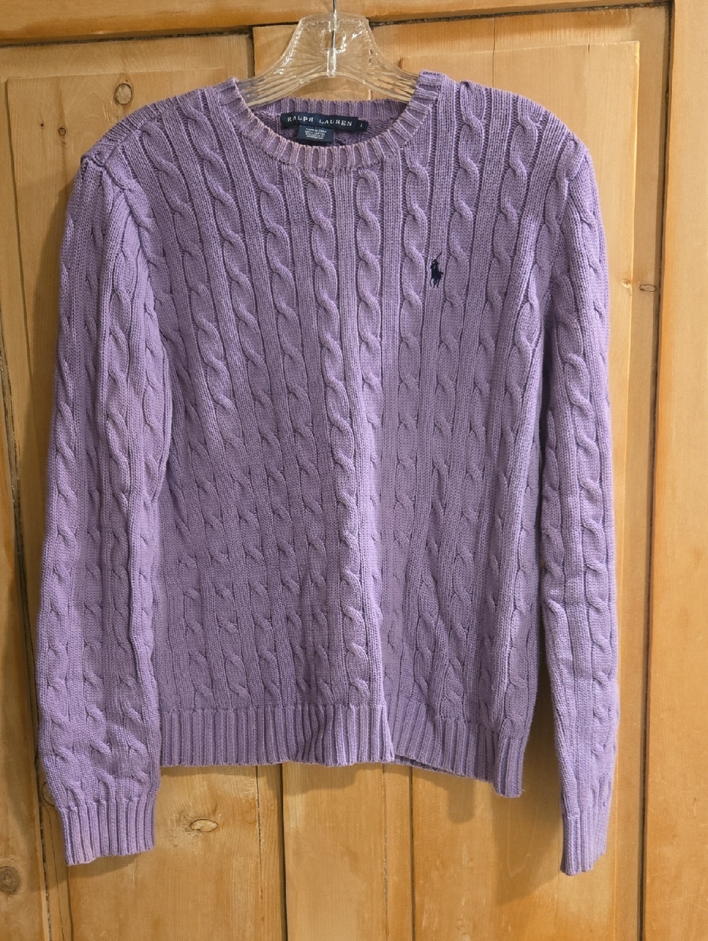 Ralph Lauren Lavender Cable Knit Crewneck Sweater